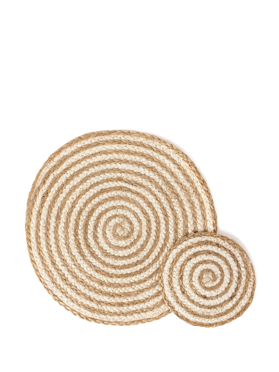 KORISSA Natural Jute Coaster & Trivet Set - 4 Pieces