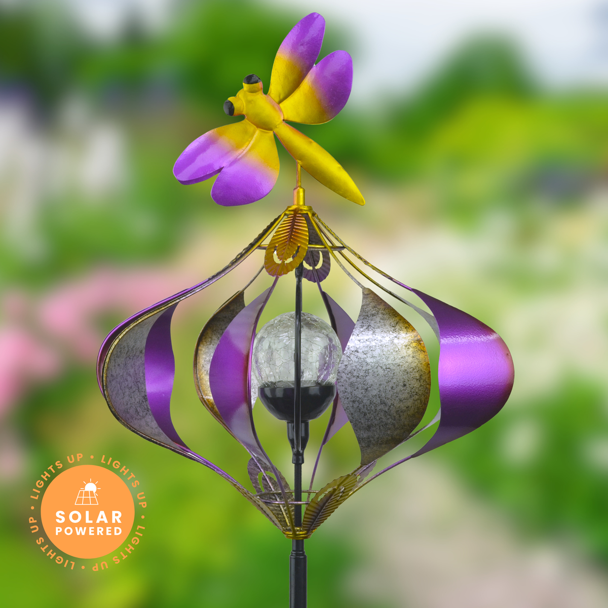 Dragonfly Solar Light Spinner Garden Stake - 70"