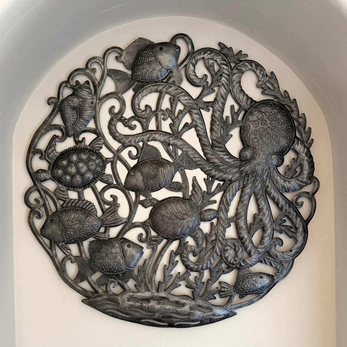 Large Haitian Sea Life Metal Wall Art Octopus Turtle Fish 
