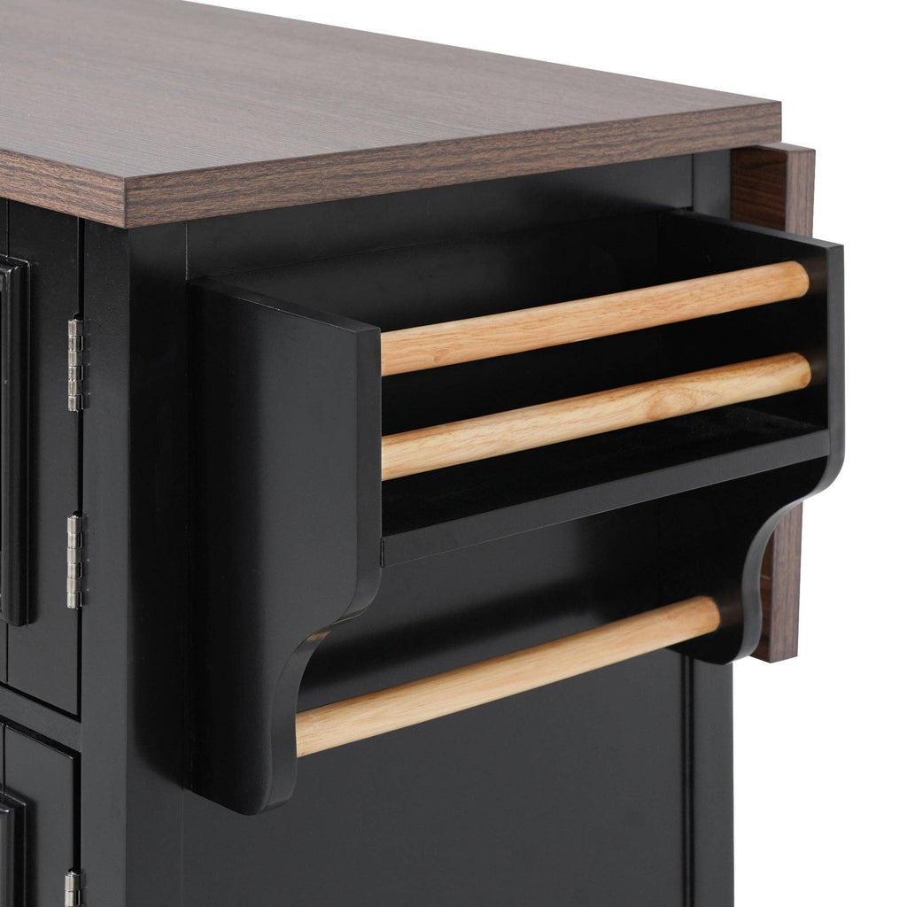 54.9" Kitchen Island with Drop Leaf, Power Outlet, 4 Doors: Default