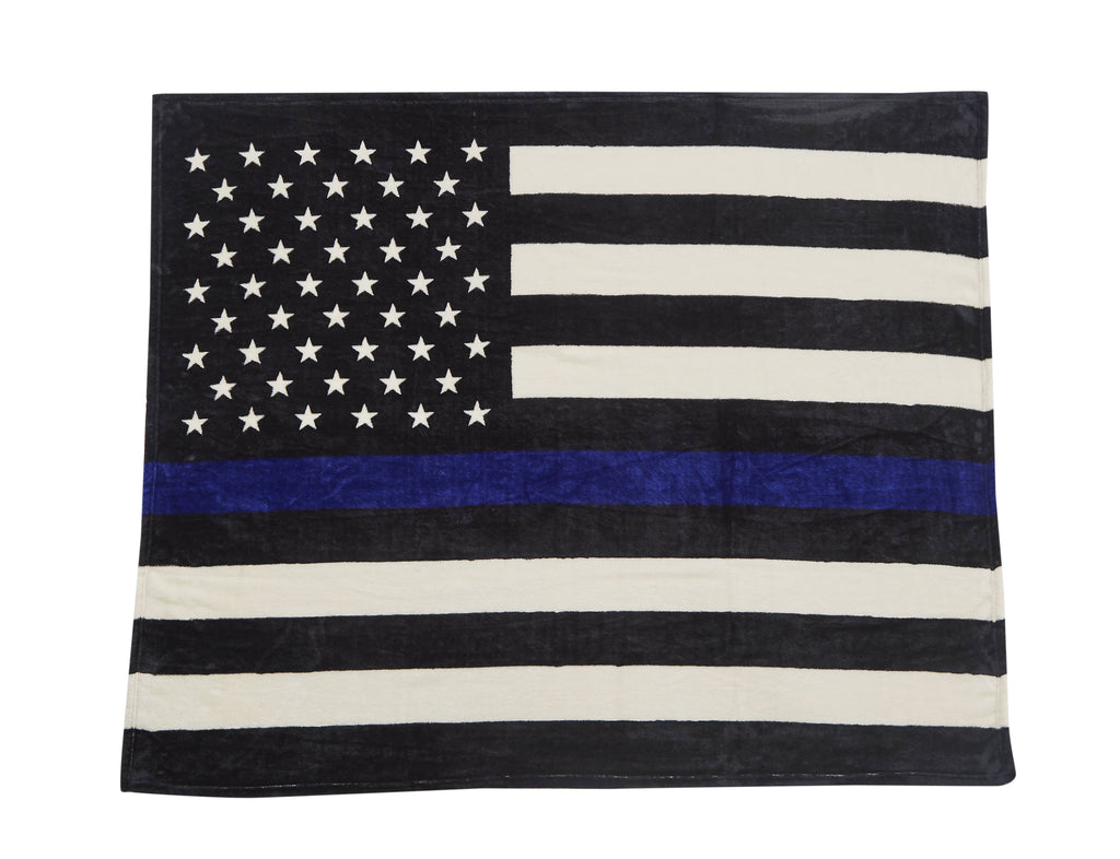 Blue Lives Matter Police Flag Faux Fur Plush Throw Blanket