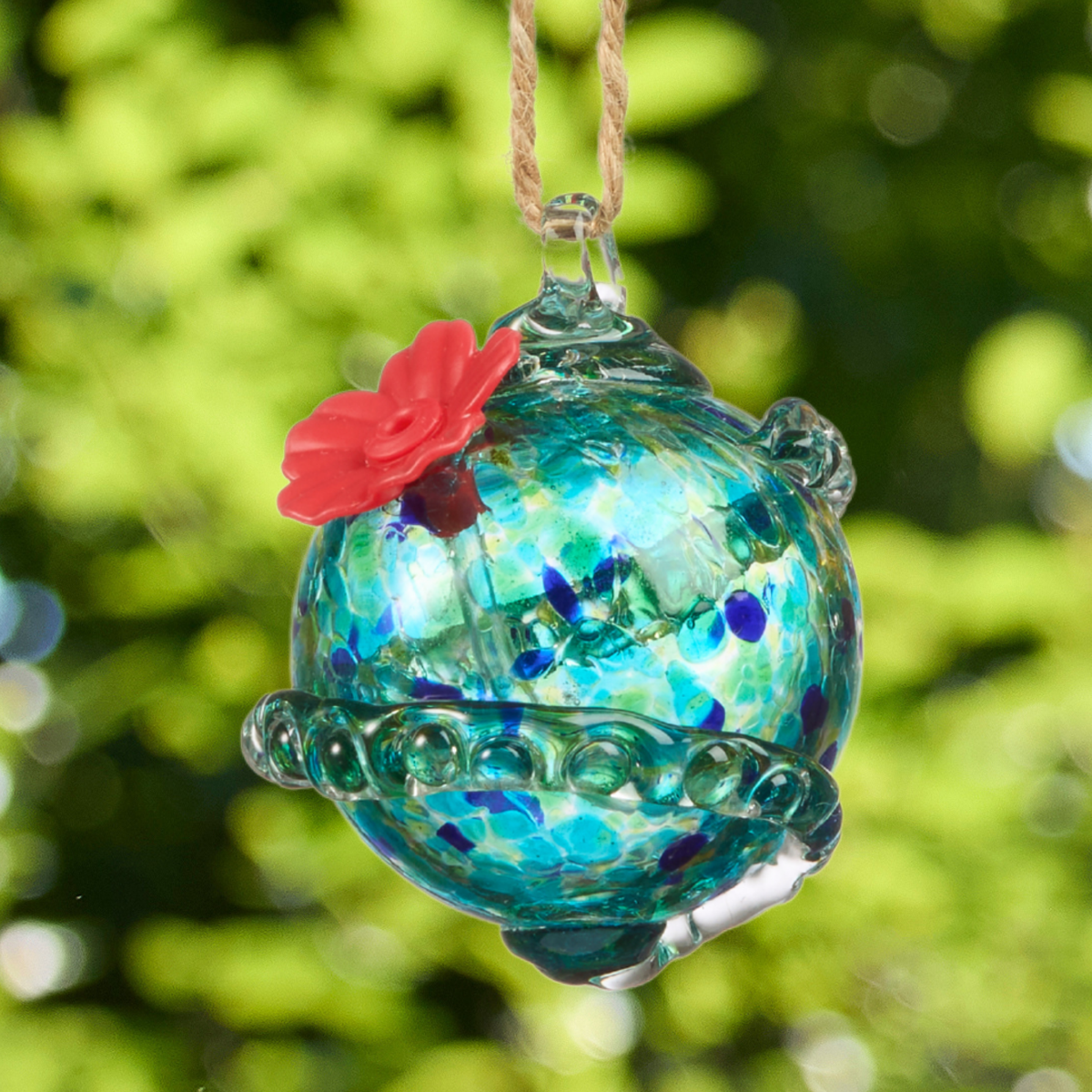 Blue Planet Art Glass Hummingbird Feeder