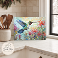 Watercolor Stained Glass Hummingbird - Glass Cutting Board