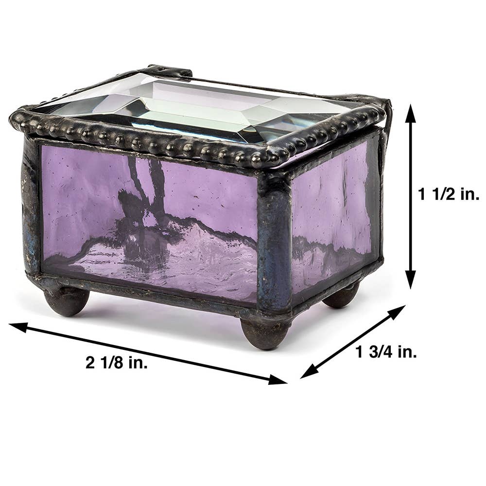 Glass Ring Box - Multiple Colors - Mini Jewelry Box: Purple