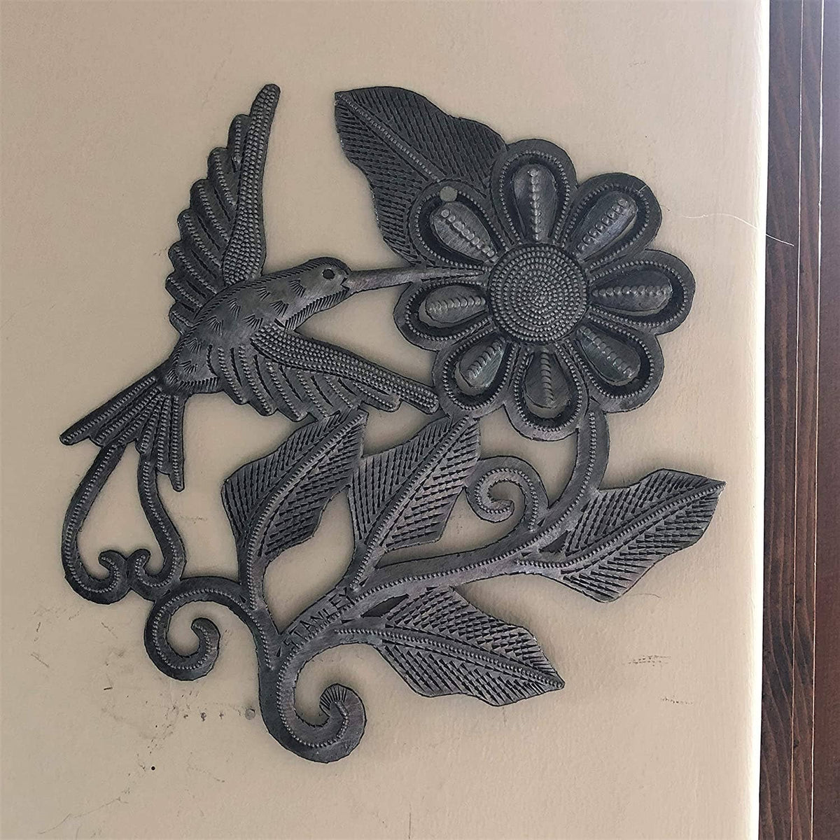 Hummingbird and a Flower, Garden Metal 7" x 8"
