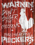 Chicken Warnin Tin Sign