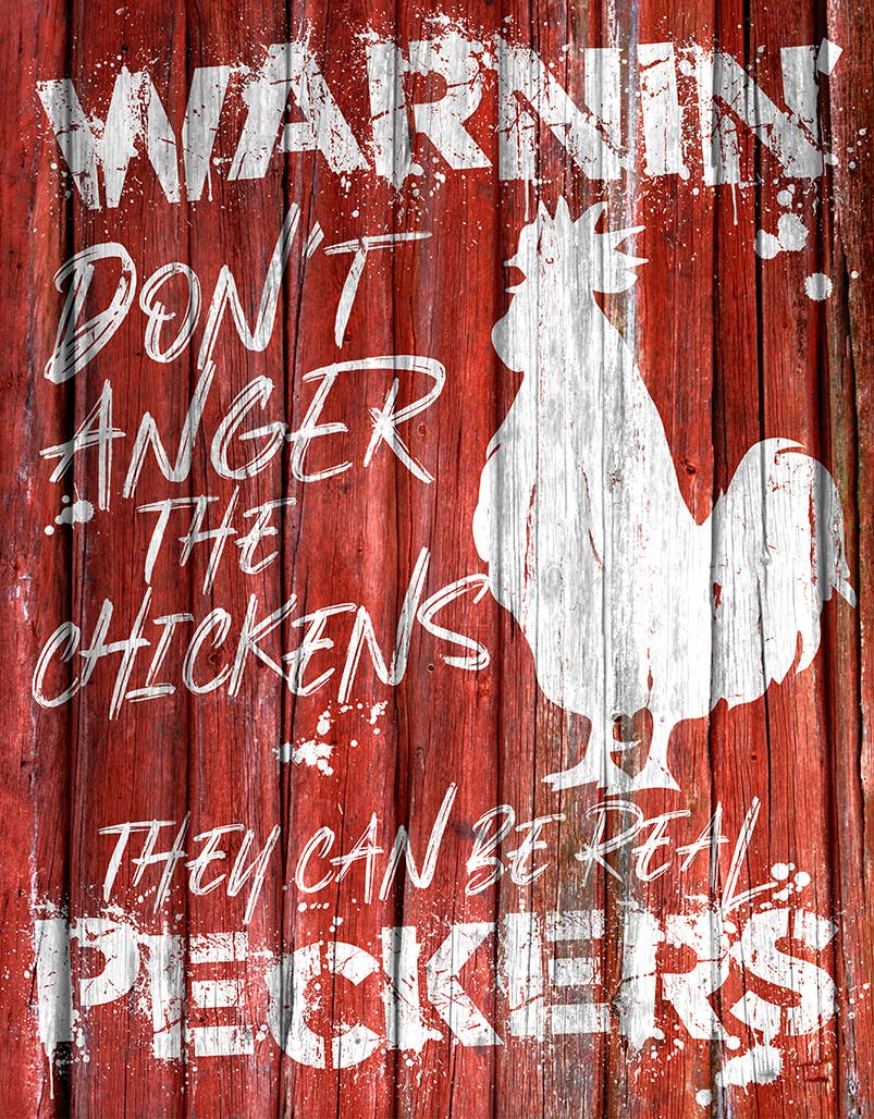 Chicken Warnin Tin Sign