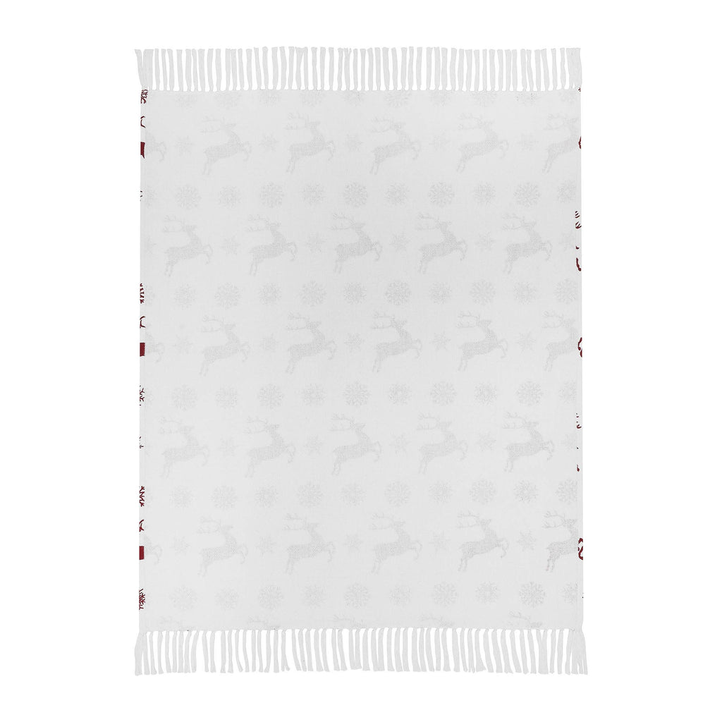 Red Reindeer Christmas Throw Blanket 50x60 Scandia