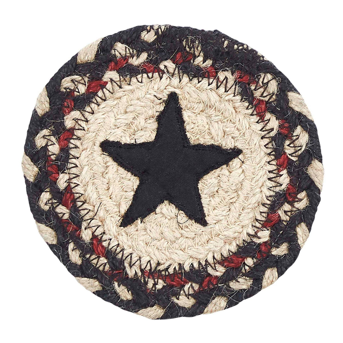 Star Braided Jute Coasters 4" Set of 6 Colonial Star