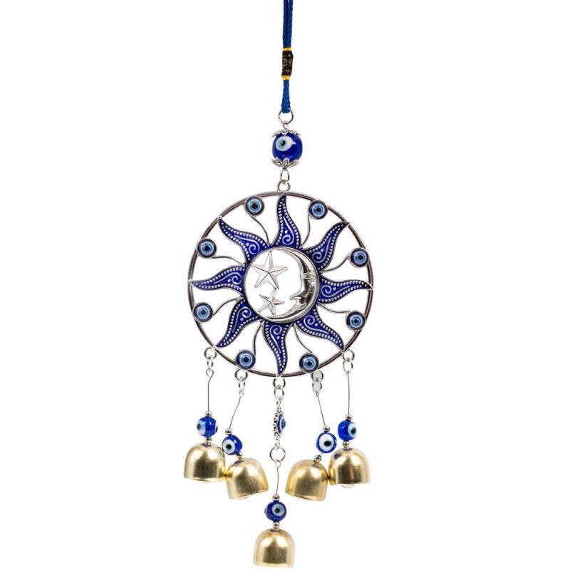 13" SUN, MOON & STARS WITH BELLS WALL DECORATION