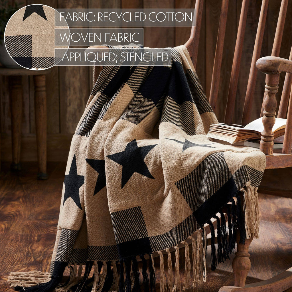 Black Check Star Primitive Woven Throw Blanket 50x60
