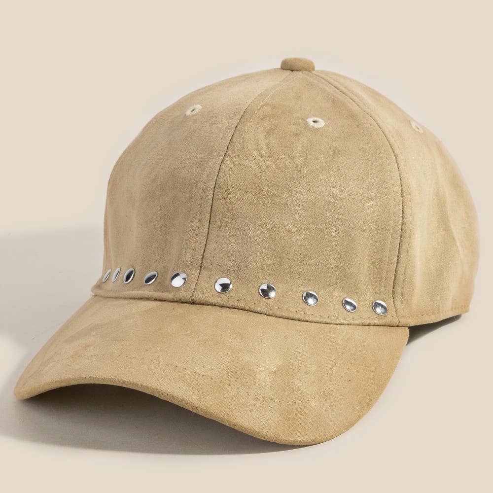 Suede Rivet Trim Cap