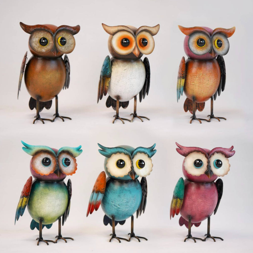 "The Perky Parliament" Vibrant Metal Owl Figurines -6 Styles
