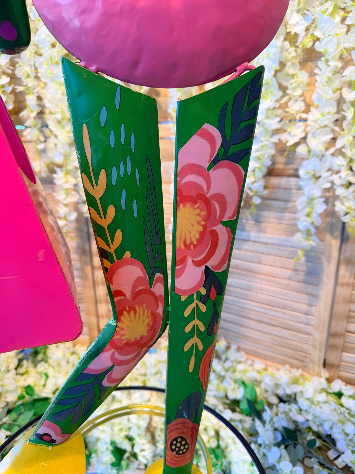 Outdoor Frog Ornament - Enamel Metal - Floral