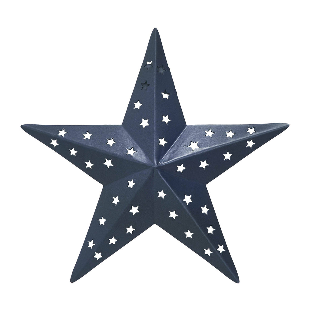Navy punched metal star, 6 by 6 inches
