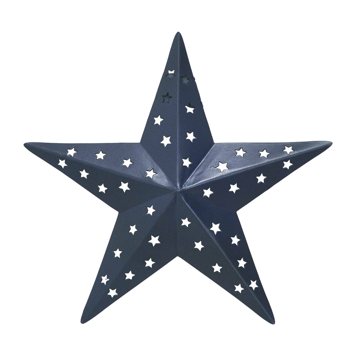 Navy punched metal star, 6 by 6 inches