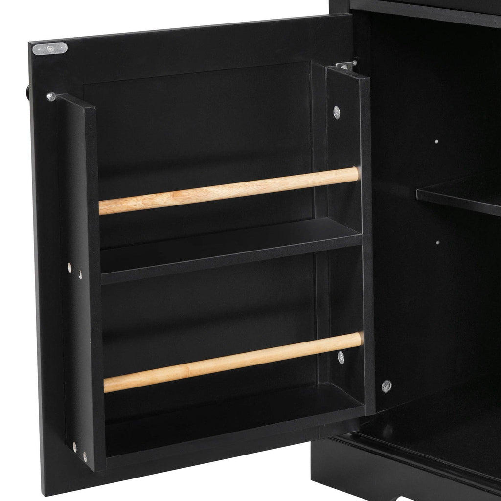 54.9" Kitchen Island with Drop Leaf, Power Outlet, 4 Doors: Default