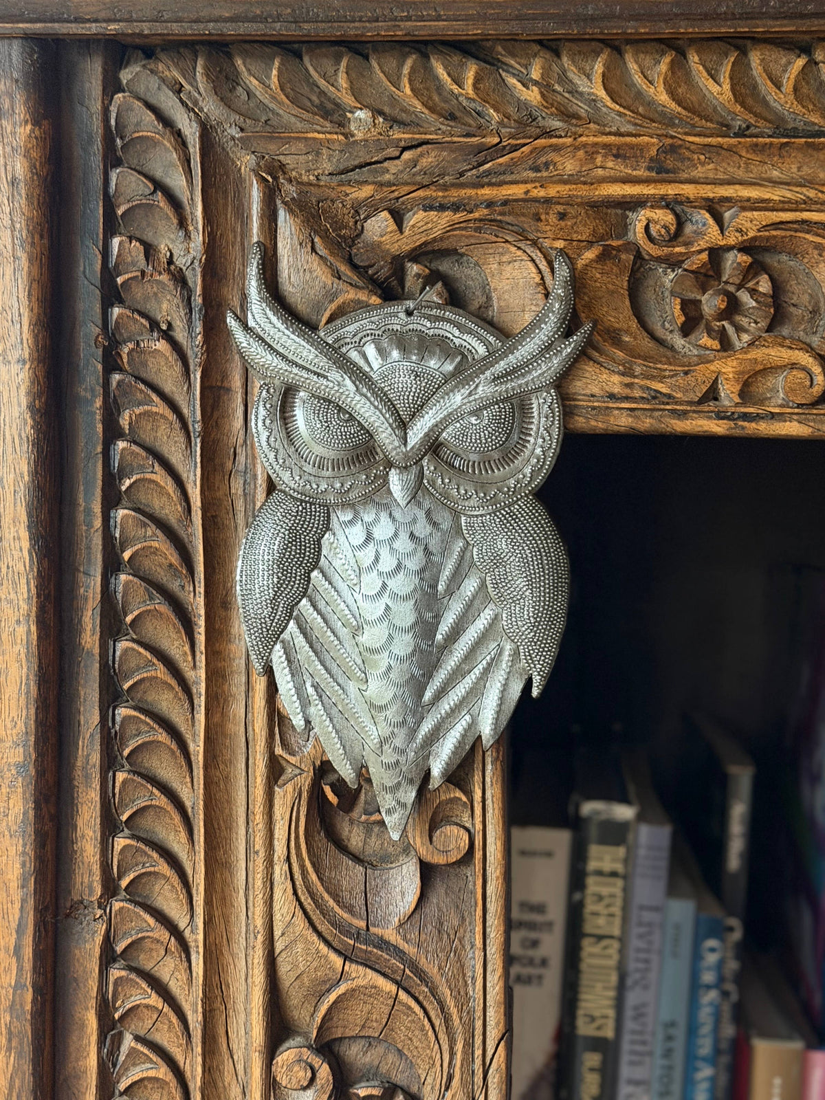 Haitian Metal Owl Wall Art Steel Drum Sculpture Handcrafted