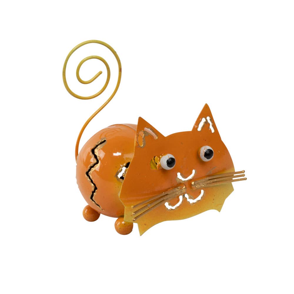 Small Orange Metal Cat Figurine