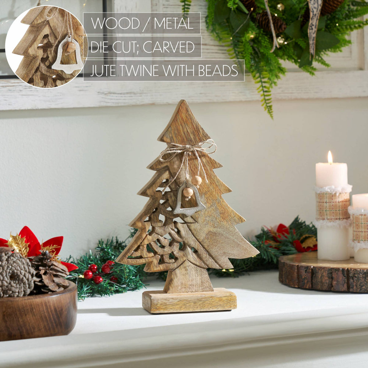 Natural Wooden Christmas Tree 11.75in – Ornate Evergreen