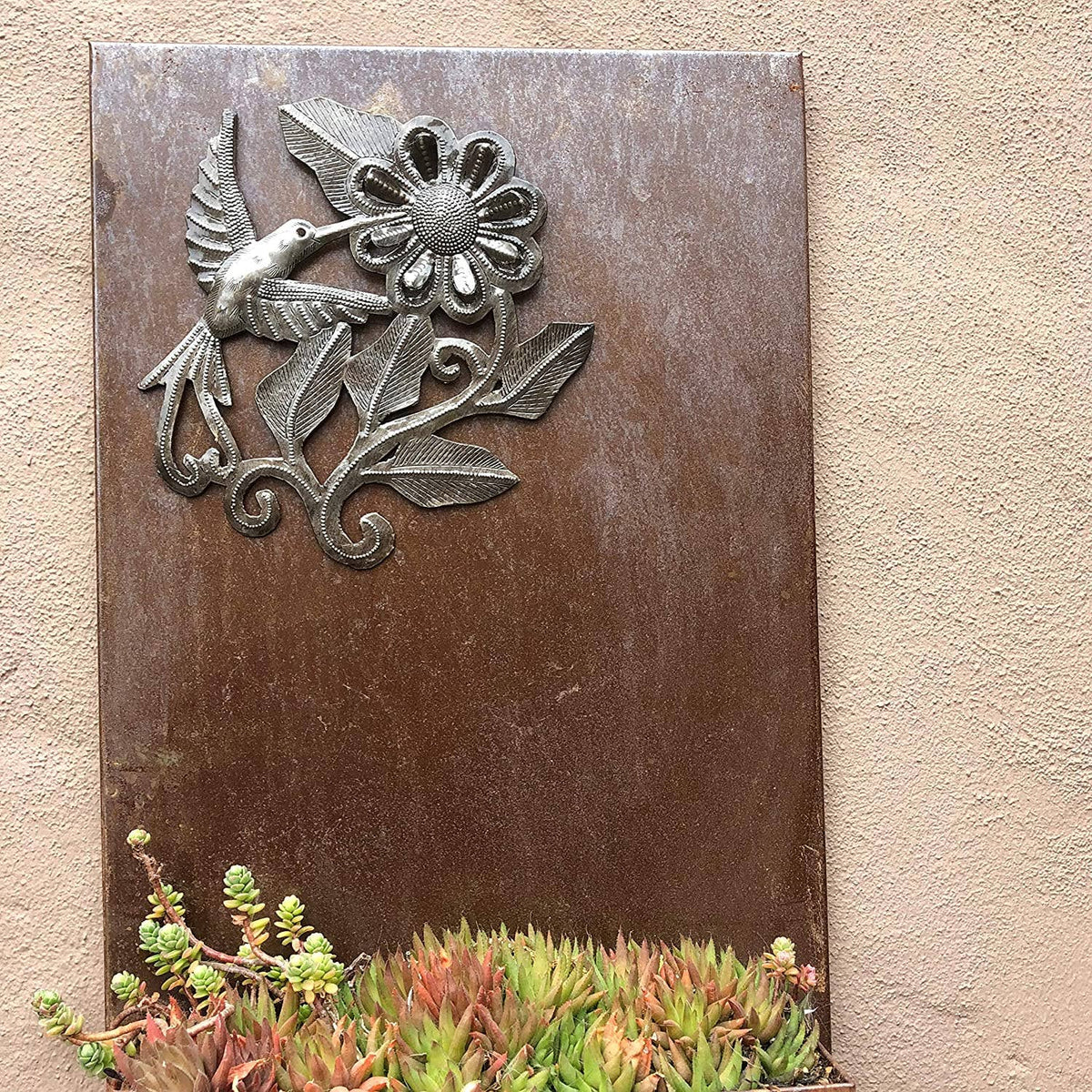 Hummingbird and a Flower, Garden Metal 7" x 8"