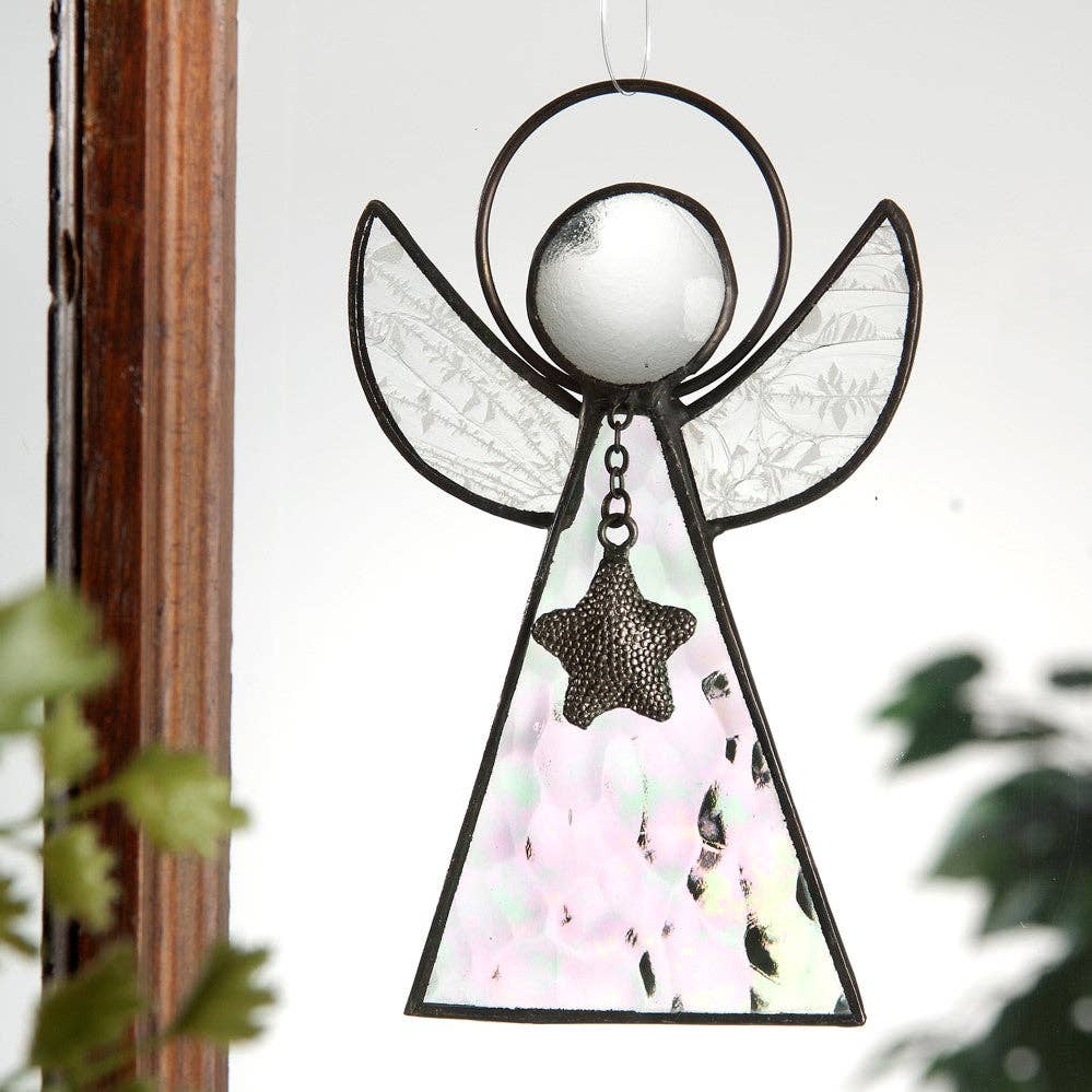 ORN 215-1 Clear Iridescent Angel Ornament
