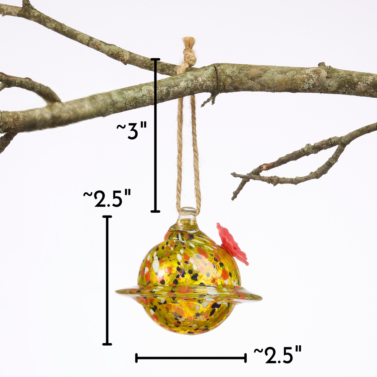 Yellow Planet Art Glass Hummingbird Feeder