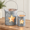 Star Galvanized Metal Votive Candle Holder Set 2pc