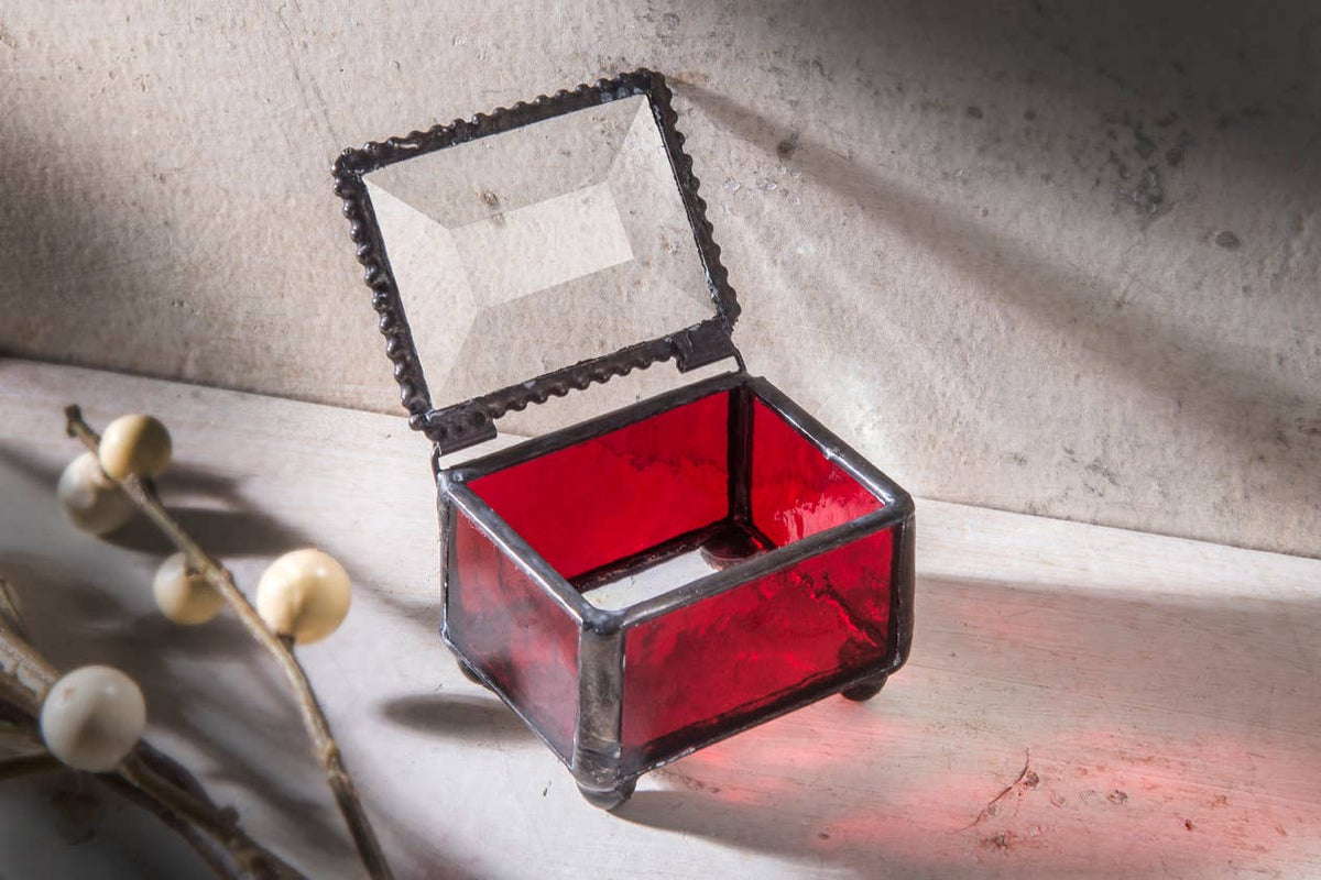 Glass Ring Box - Multiple Colors - Mini Jewelry Box: Purple