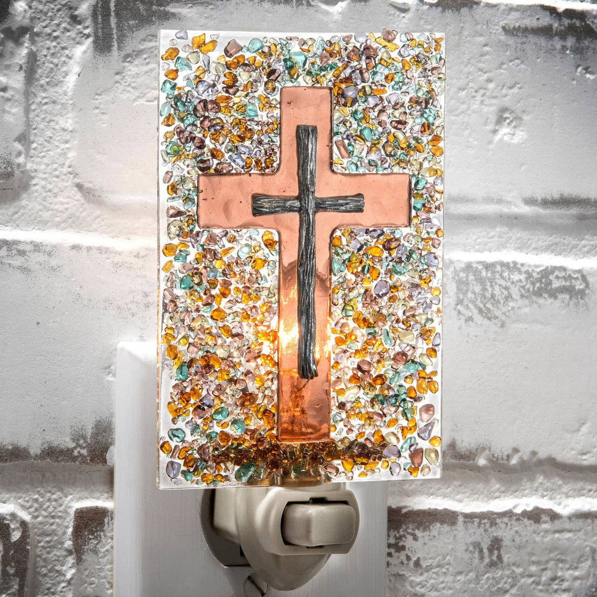 J Devlin stained glass cross night light