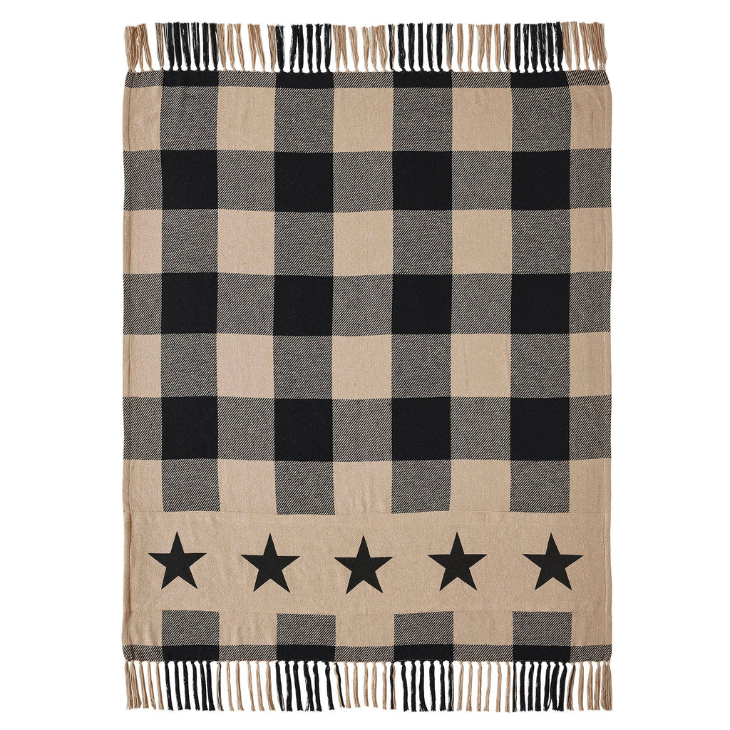 Black Check Star Primitive Woven Throw Blanket 50x60