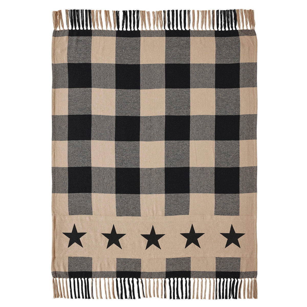 Black Check Star Primitive Woven Throw Blanket 50x60