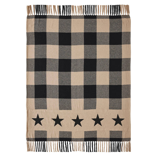 Black Check Star Primitive Woven Throw Blanket 50x60