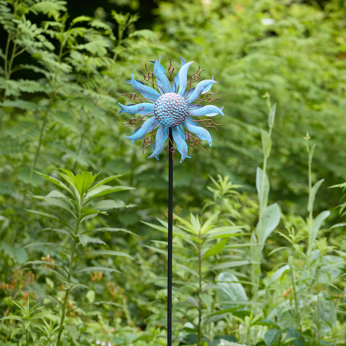 Blue & Bronze Coneflower Spinner Garden Stake