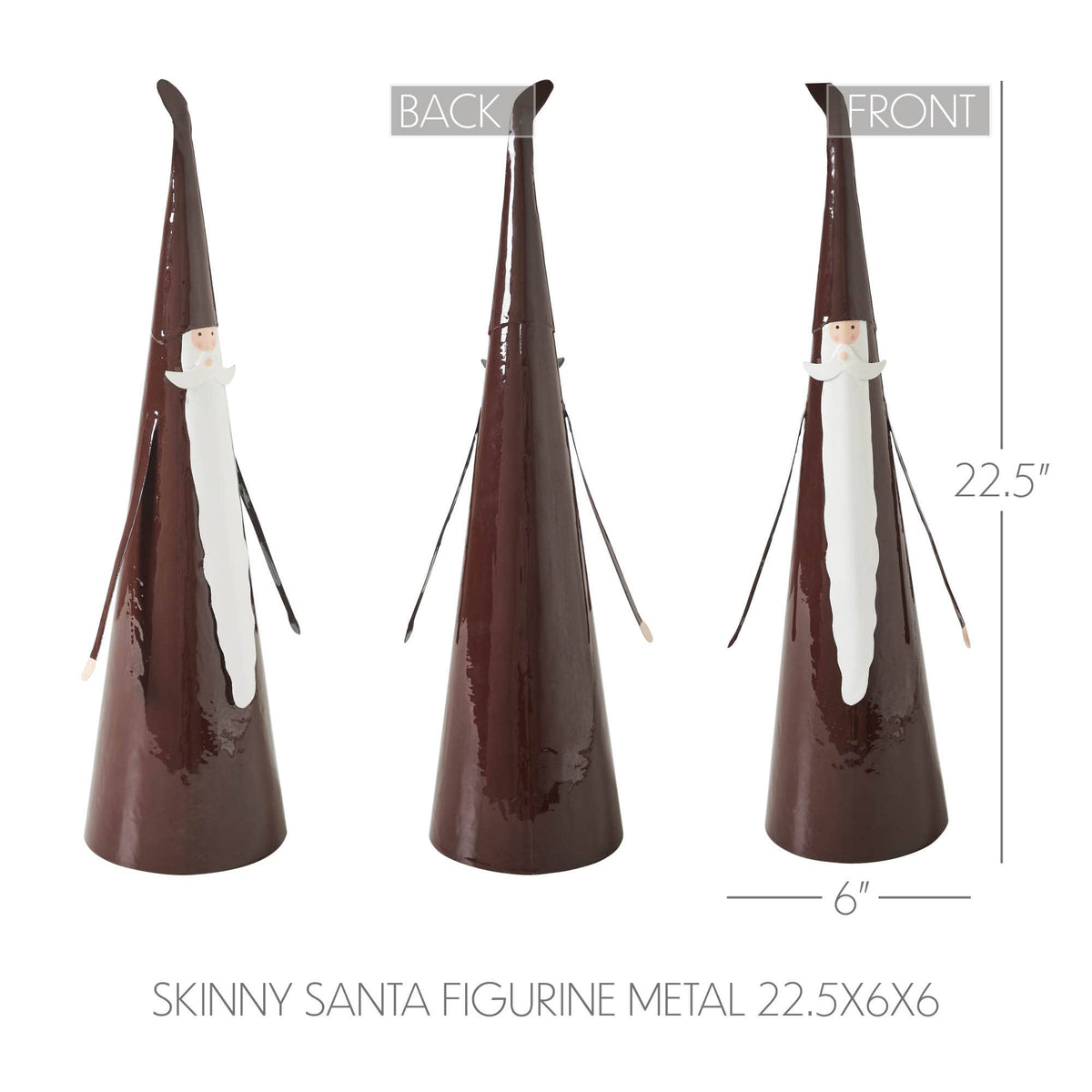 Burgundy Skinny Santa Metal Figurine 22.5x6x6