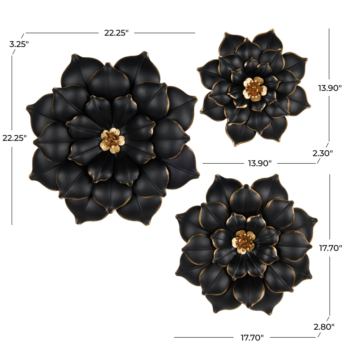 Traditional Black Metal Wall Decor Set - 897628