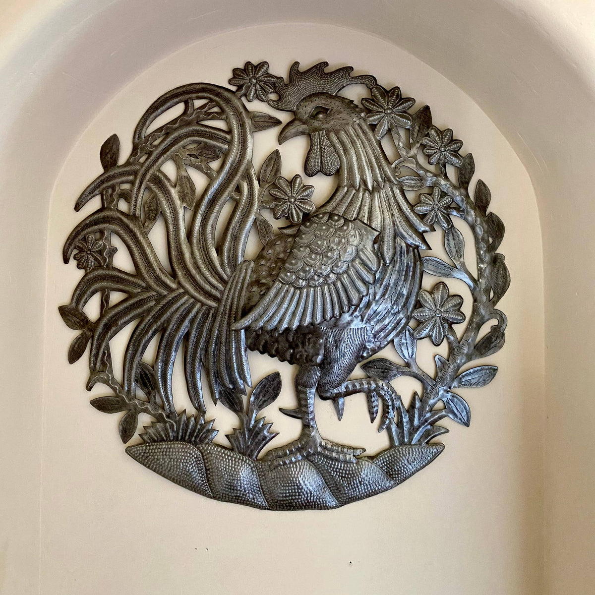 23" Metal Art Rooster, Recycled Fair Trade, Handmade