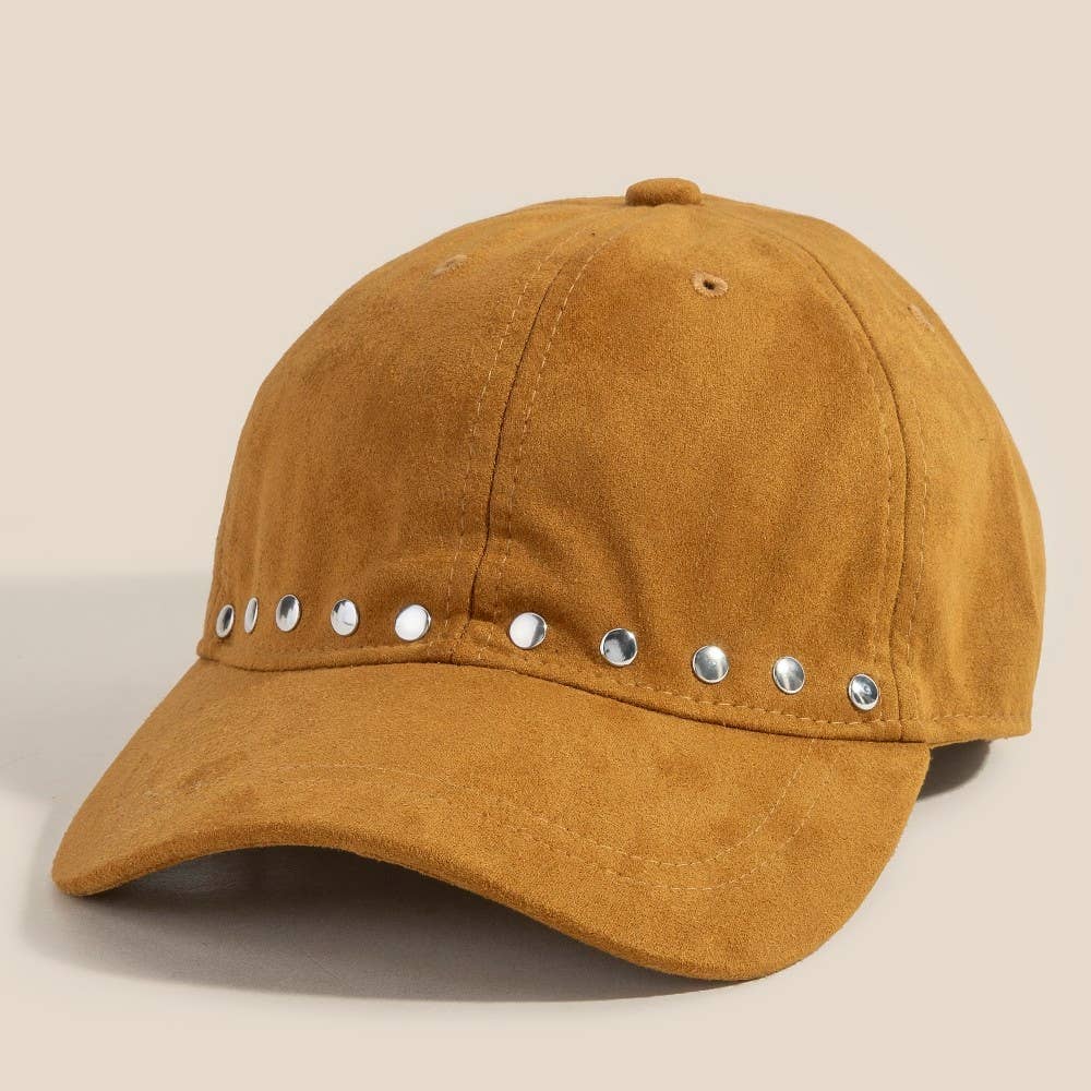 Suede Rivet Trim Cap