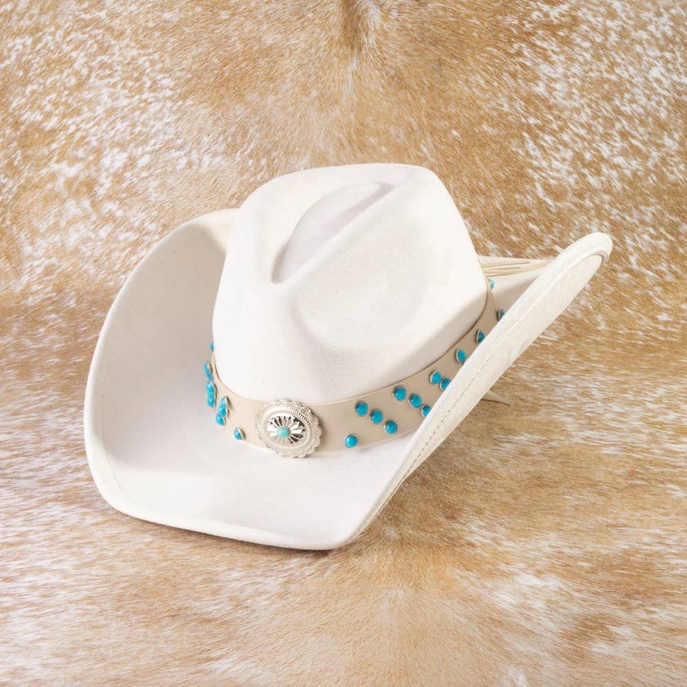Western Concho Turquoise Beads Strap Cowboy Hat