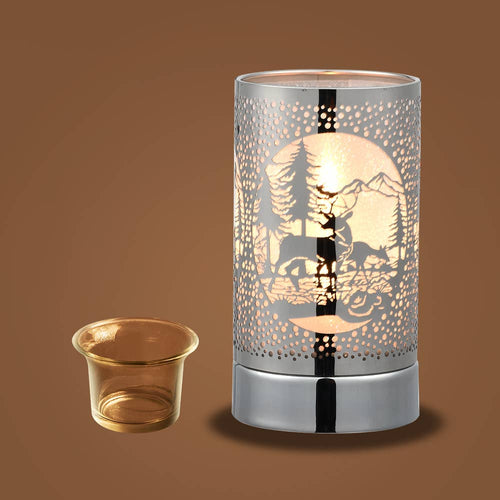 7" Touch lamp/Oil burner/Wax warmer- Silver Deer Couple - Copper State Home + Iron