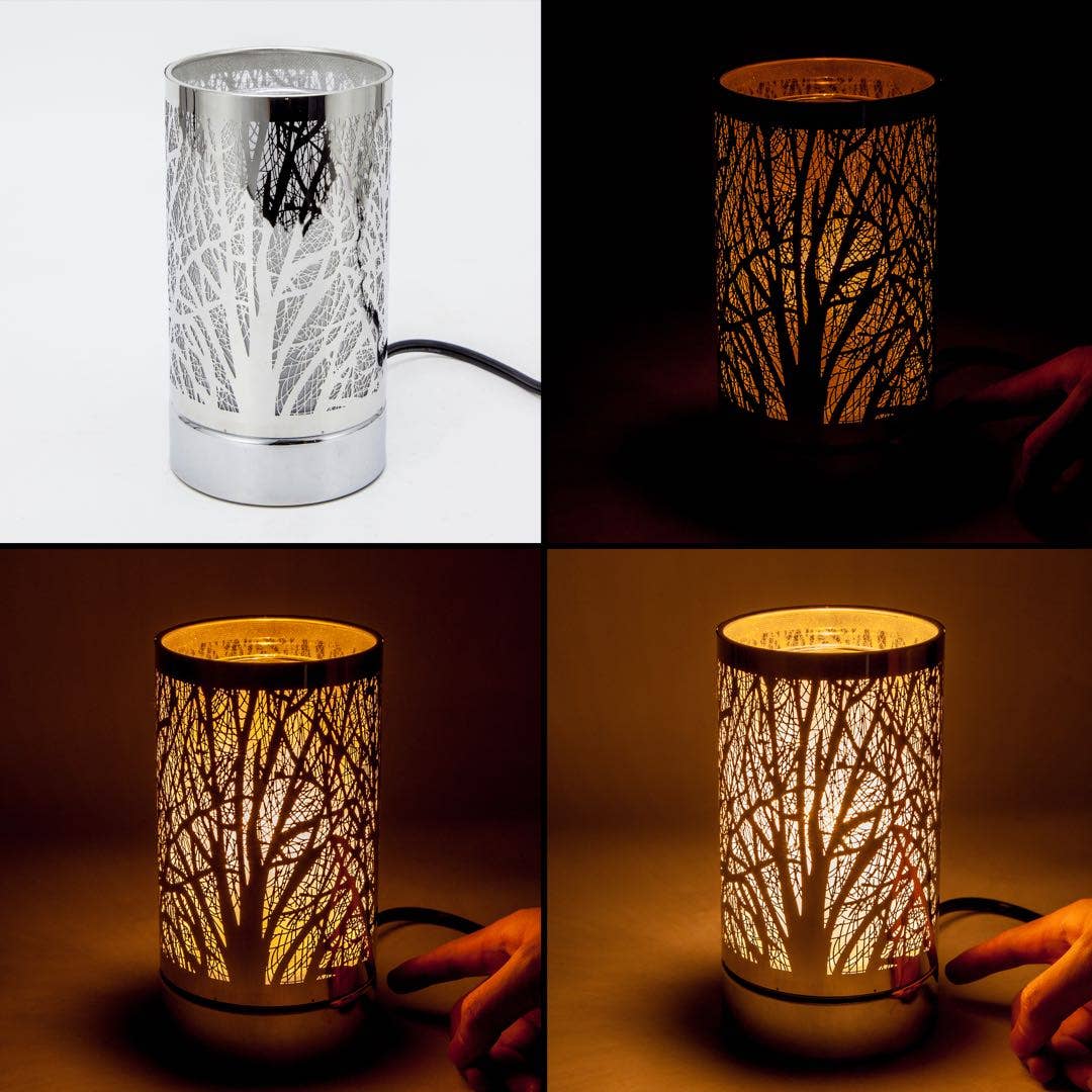 7" Touch lamp/Oil burner/Wax warmer-Silver Mountain Scene - Copper State Home + Iron