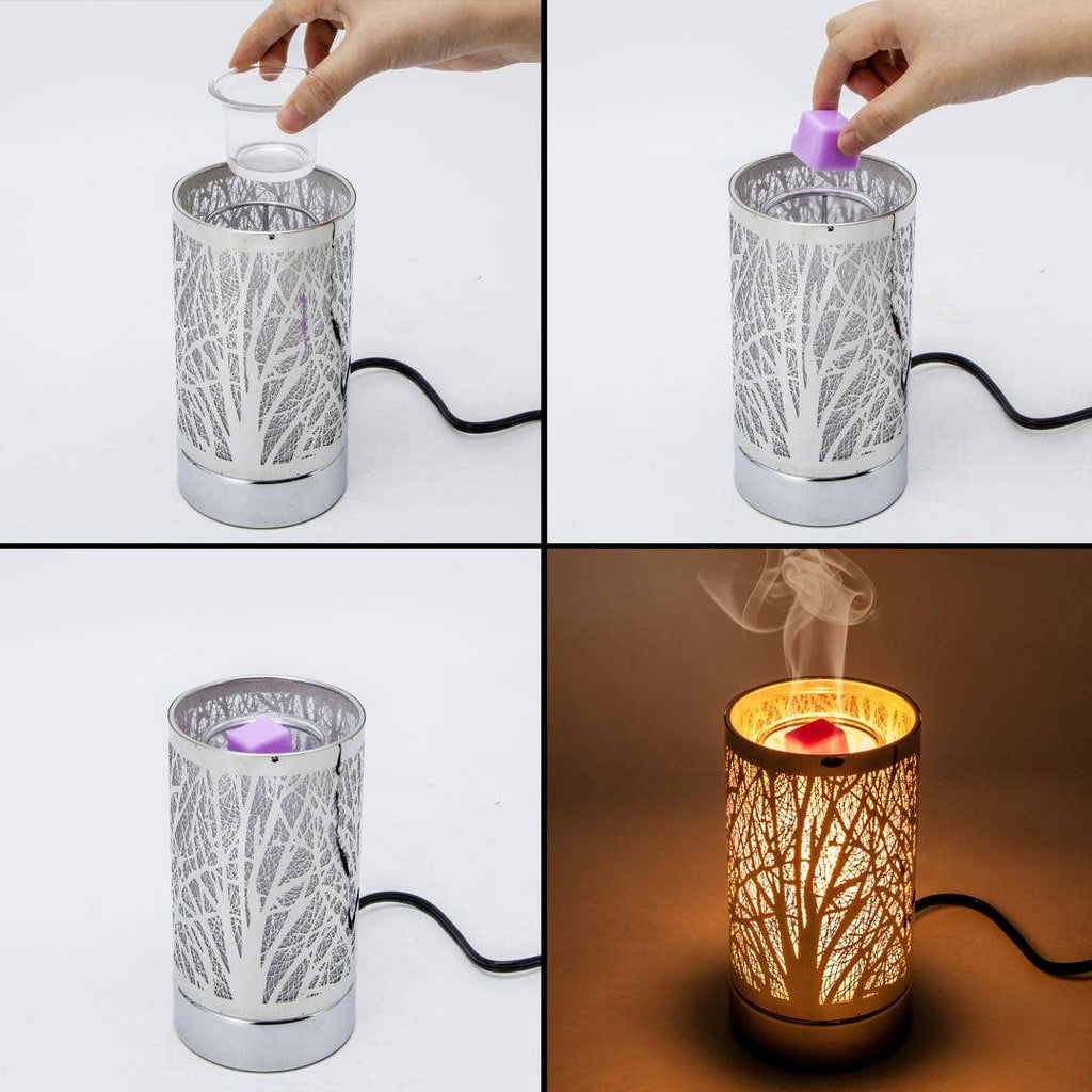 7" Touch lamp/Oil burner/Wax warmer-Silver Mountain Scene - Copper State Home + Iron