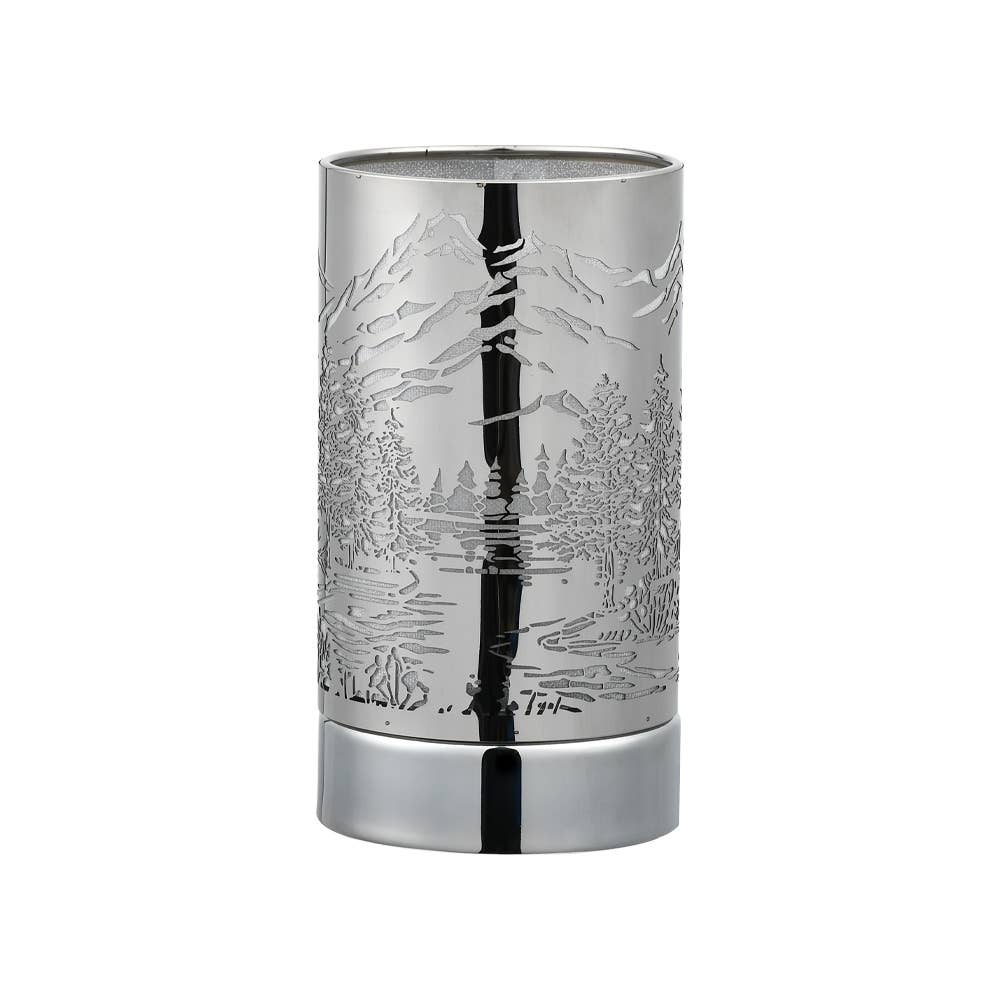 7" Touch lamp/Oil burner/Wax warmer-Silver Mountain Scene - Copper State Home + Iron
