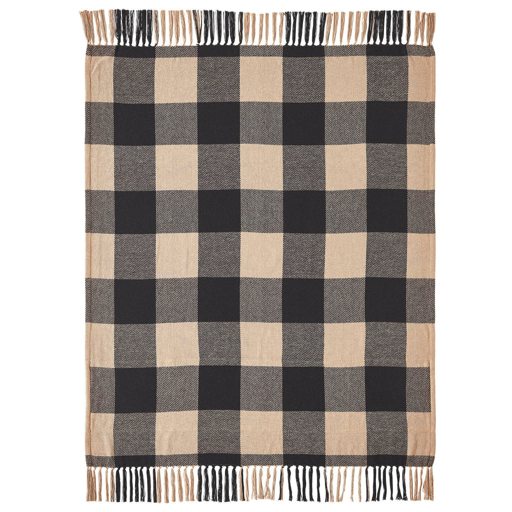 Black Check Star Primitive Woven Throw Blanket 50x60