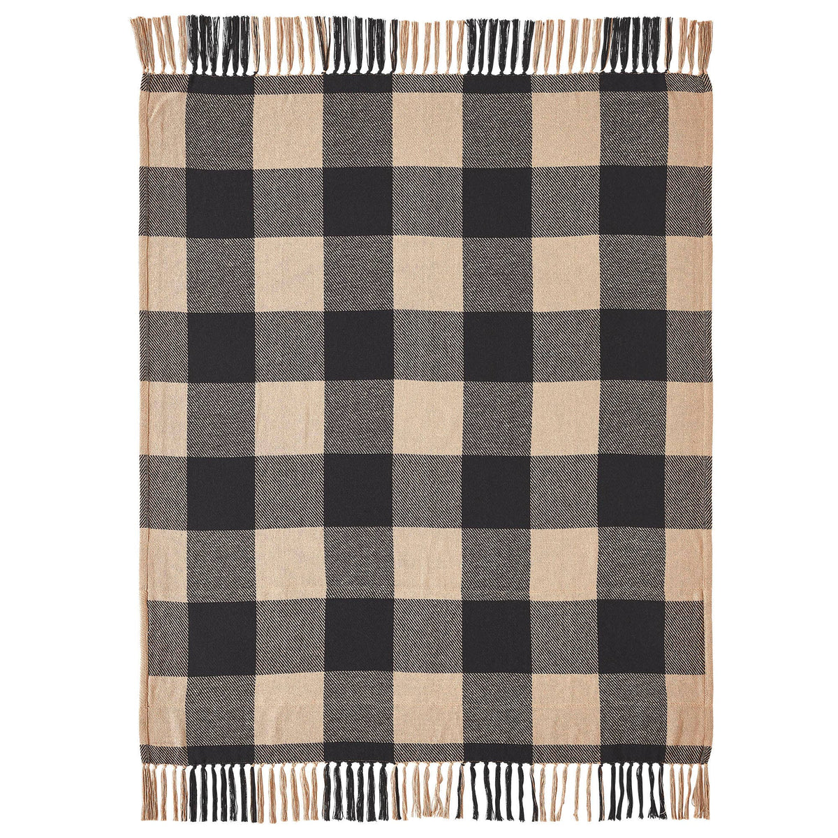 Black Check Star Primitive Woven Throw Blanket 50x60
