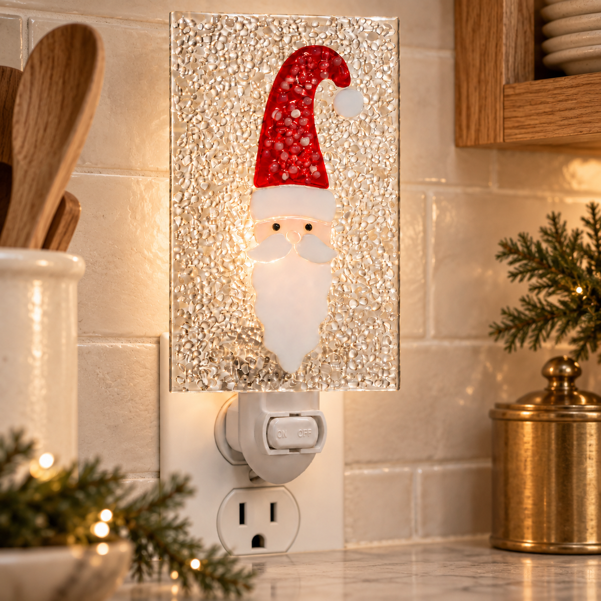 Ntl 239 Fused Santa Glass Christmas Night Light