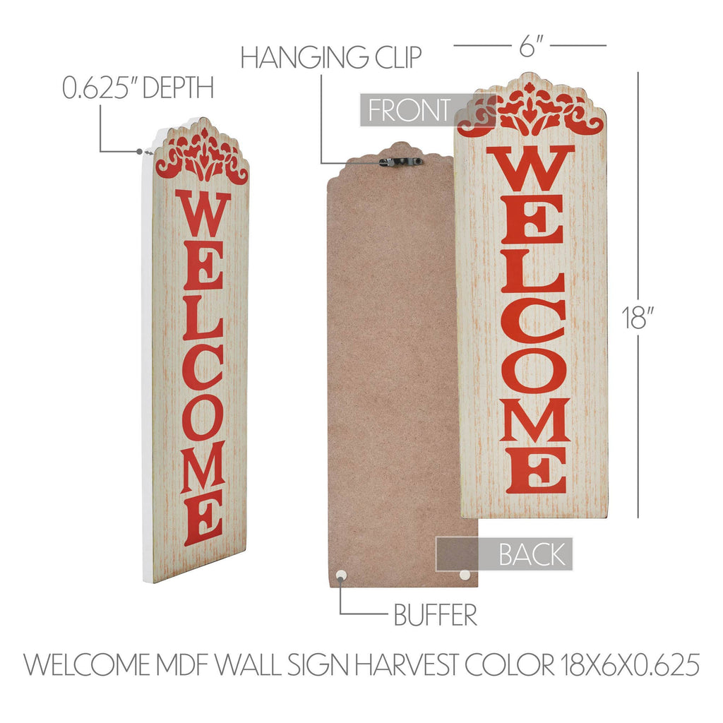 Welcome Harvest Wood Wall Sign 18" Farmhouse Decor