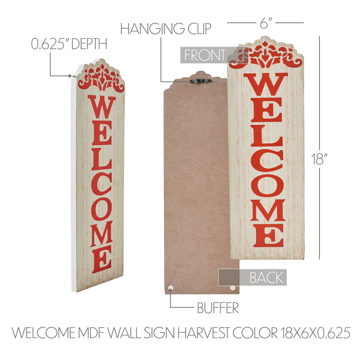 Welcome Harvest Wood Wall Sign 18" Farmhouse Decor