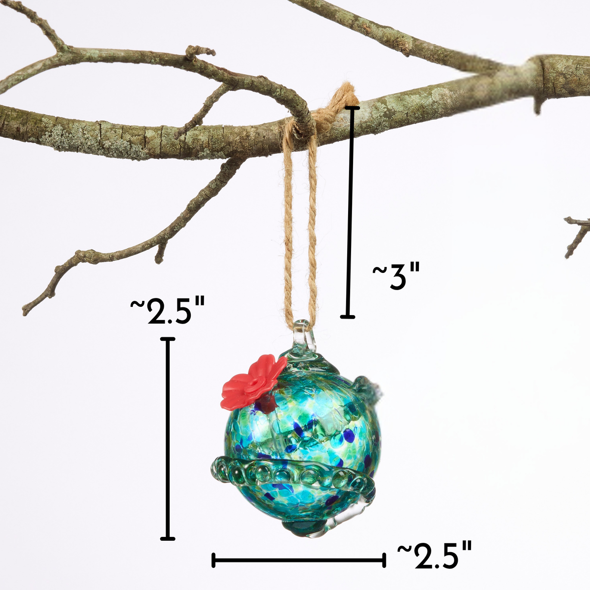 Blue Planet Art Glass Hummingbird Feeder
