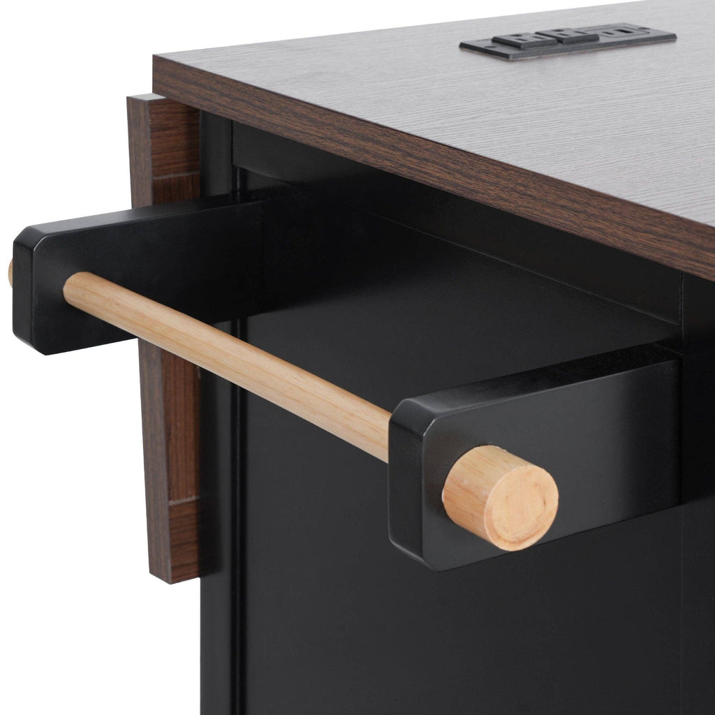 54.9" Kitchen Island with Drop Leaf, Power Outlet, 4 Doors: Default
